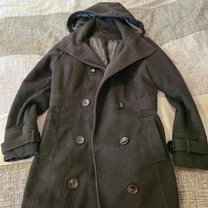 🌟 Women's Black Hooded Pea Coat Size Medium